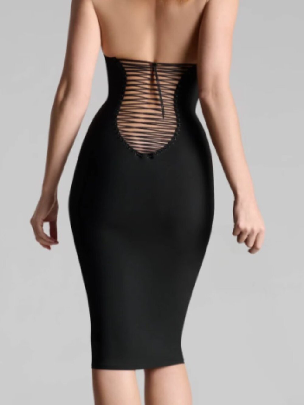 Maison Close Black Nuit Infinie Midi Dress with American Collar